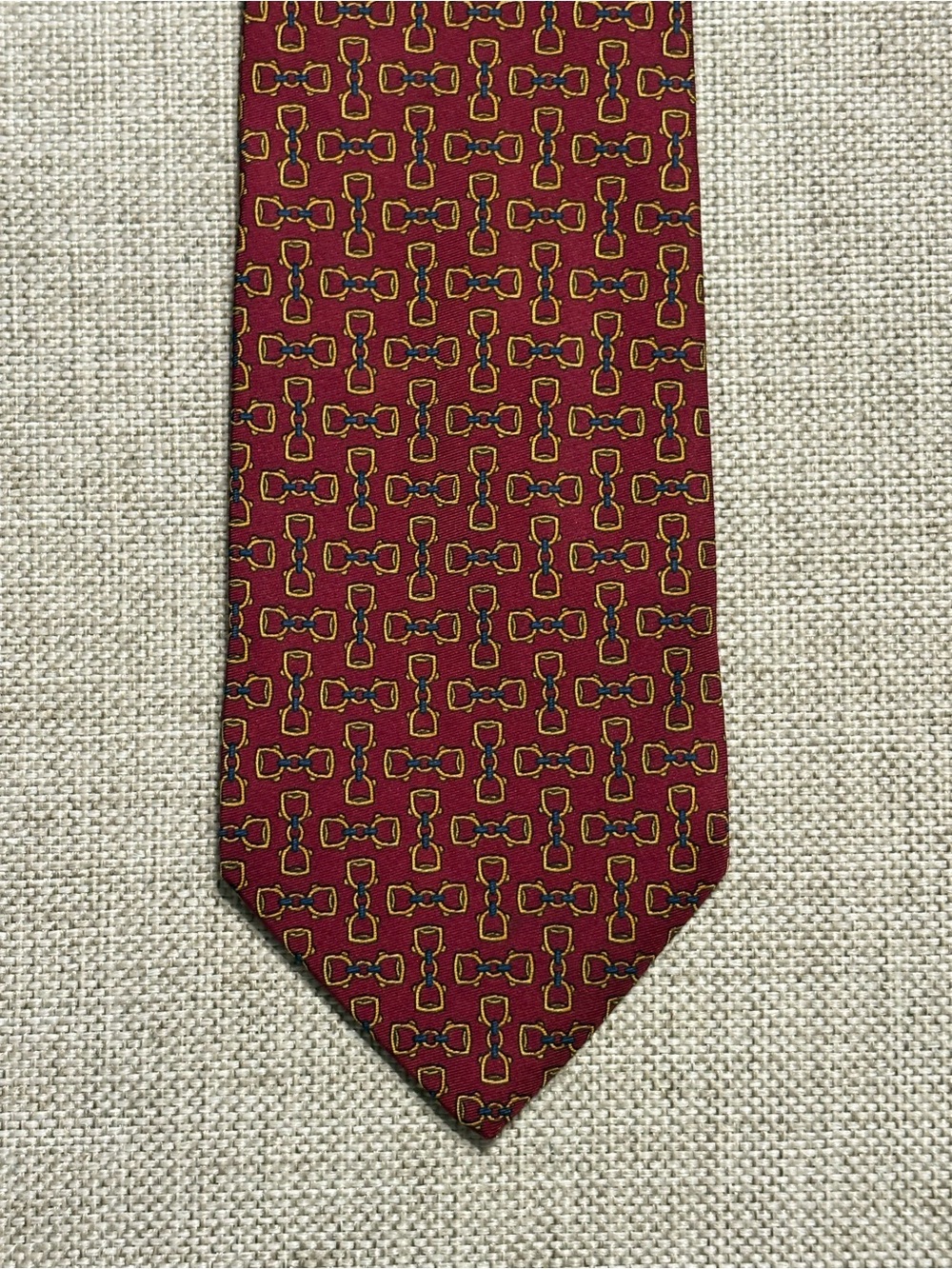 Vintage Tie Rack Beaufort Silk Tie Equestrian Stirrup Made Italy 3.5”